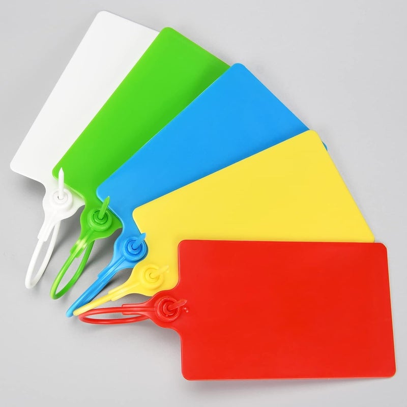 LeadSeals 100 Plastic Tags Shipping Tags Water Proof Tags for Labeling Shipping Labels Security Seals Writable Marker Ties Hanging Tags Storage Tag with One Marker Pen (Mixed 5 Color) - Image 4